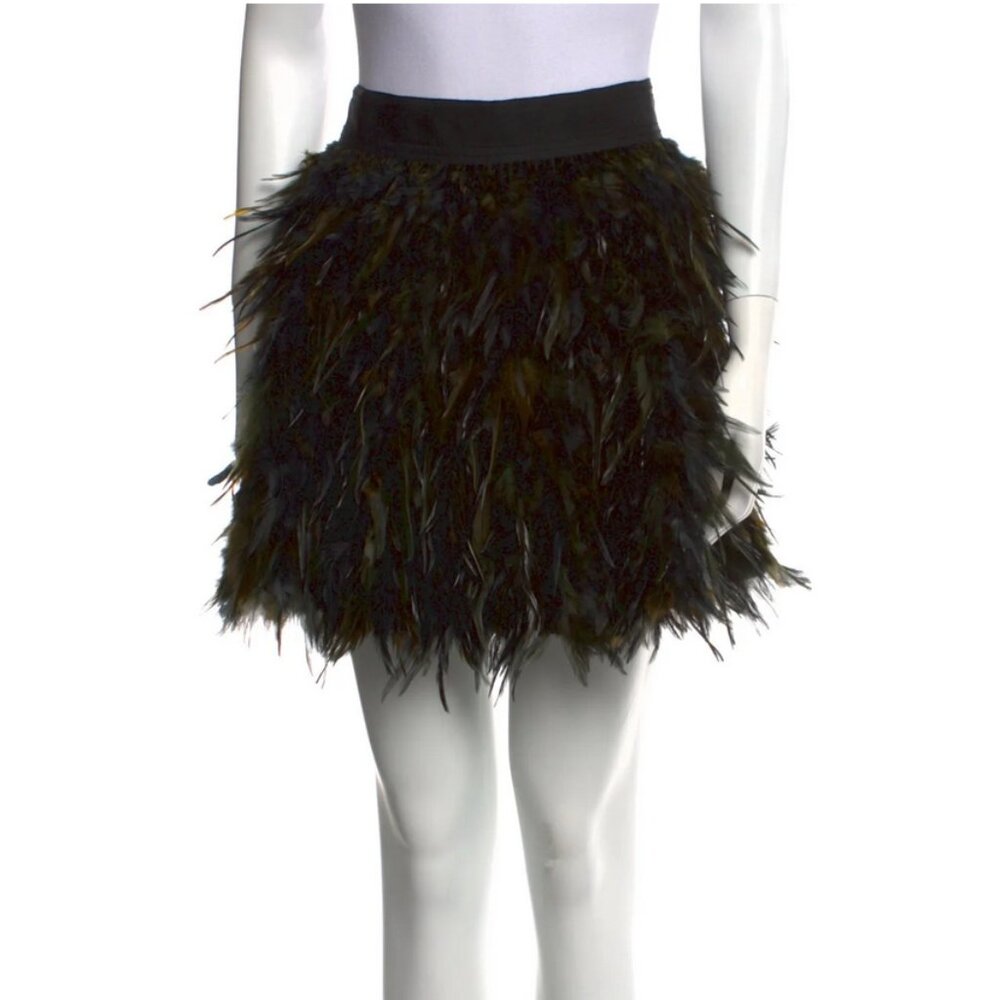 Alice + Olivia Feather Trim Mini Skirt - NWT